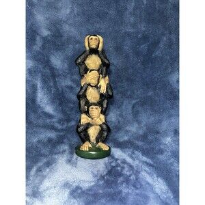 Monkey See No Evil Hear No Evil Speak No Evil Trio Totem Pole 9" Figurine Cooler